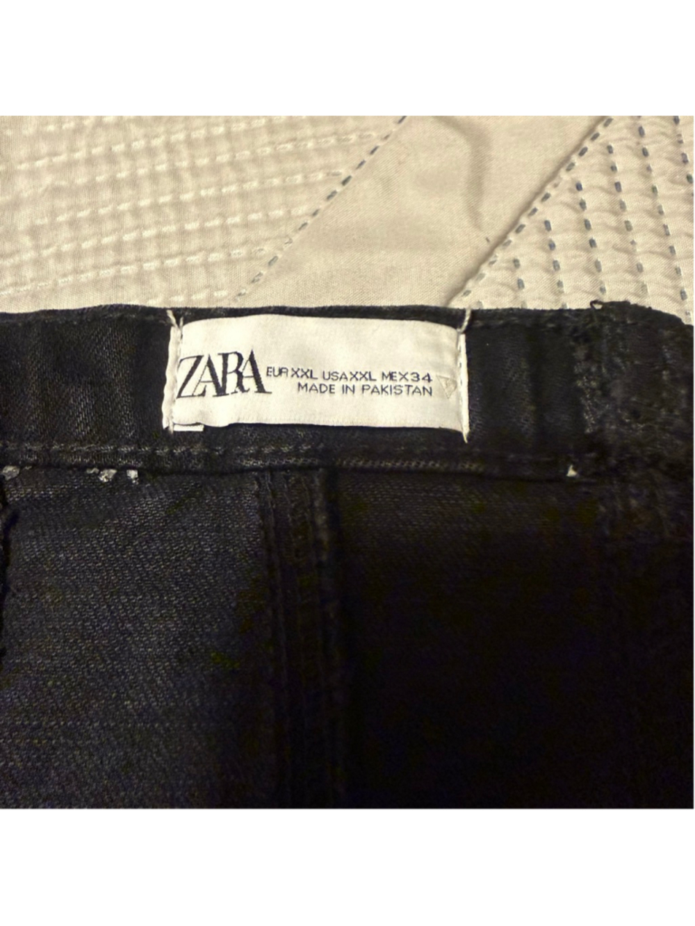 ZARA Black Denim Strapless Corset frayed Top XXL - Picture 4 of 7